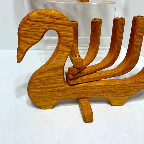 wooden swan candelabra vintage - Picture 7 of 16